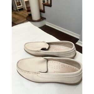 Aigle Suede Cream Ivory Loafers Womens Size 35 5 Slip On Luxury Shoes $499